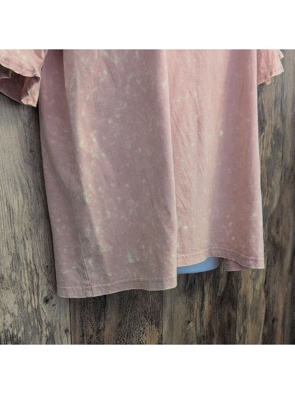 BiBi Pink Splothy V-Neck Ruffle Sleeve Tee L - Picture 3 of 6